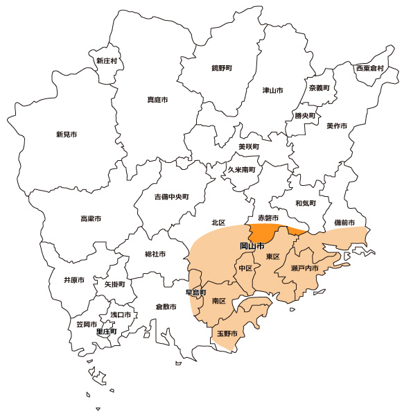 赤磐市(南部)の地図